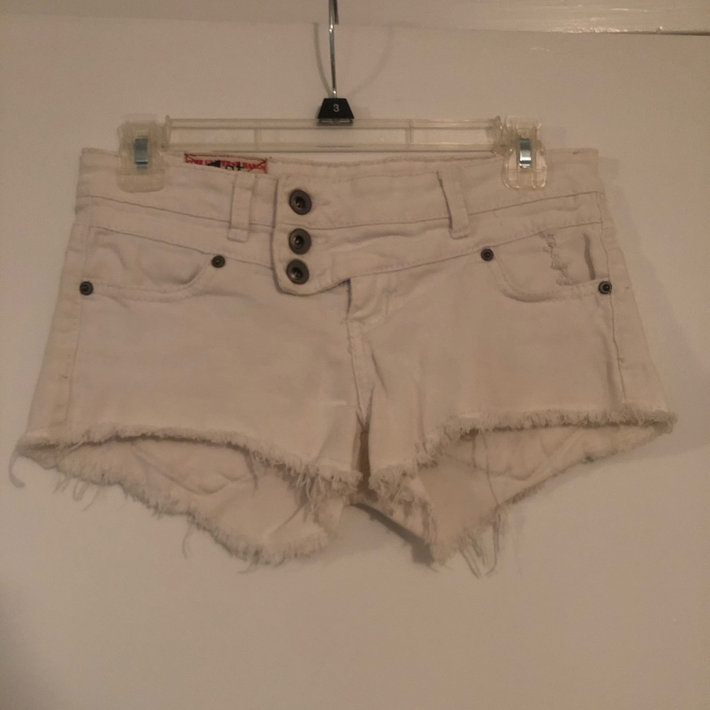 White jean short shorts